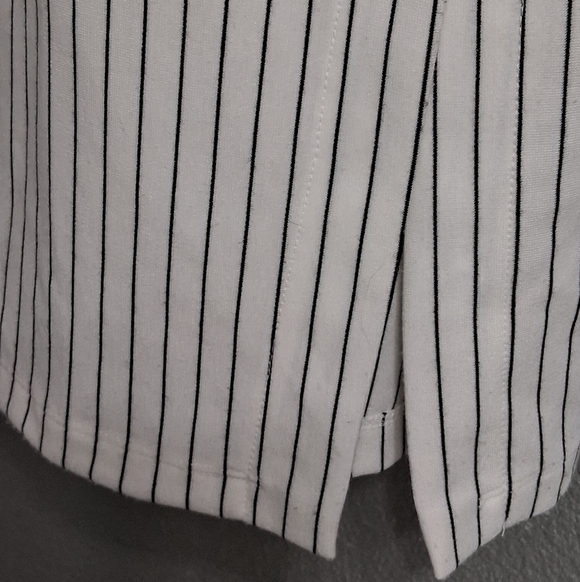 Fun Summer White Dress With Black Stripes & A Criss Cross Bodice   Size L - Picture 10 of 14